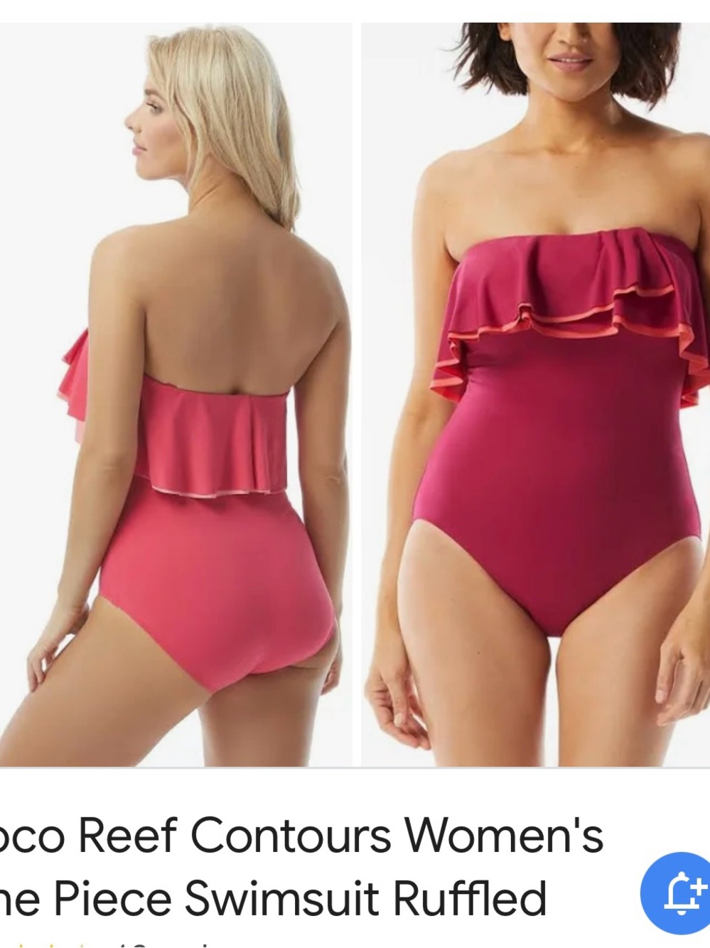 Coco Reef Strapless Ruffle One-Piece Swimsuit in Raspberry Pink - Picture 1 of 6